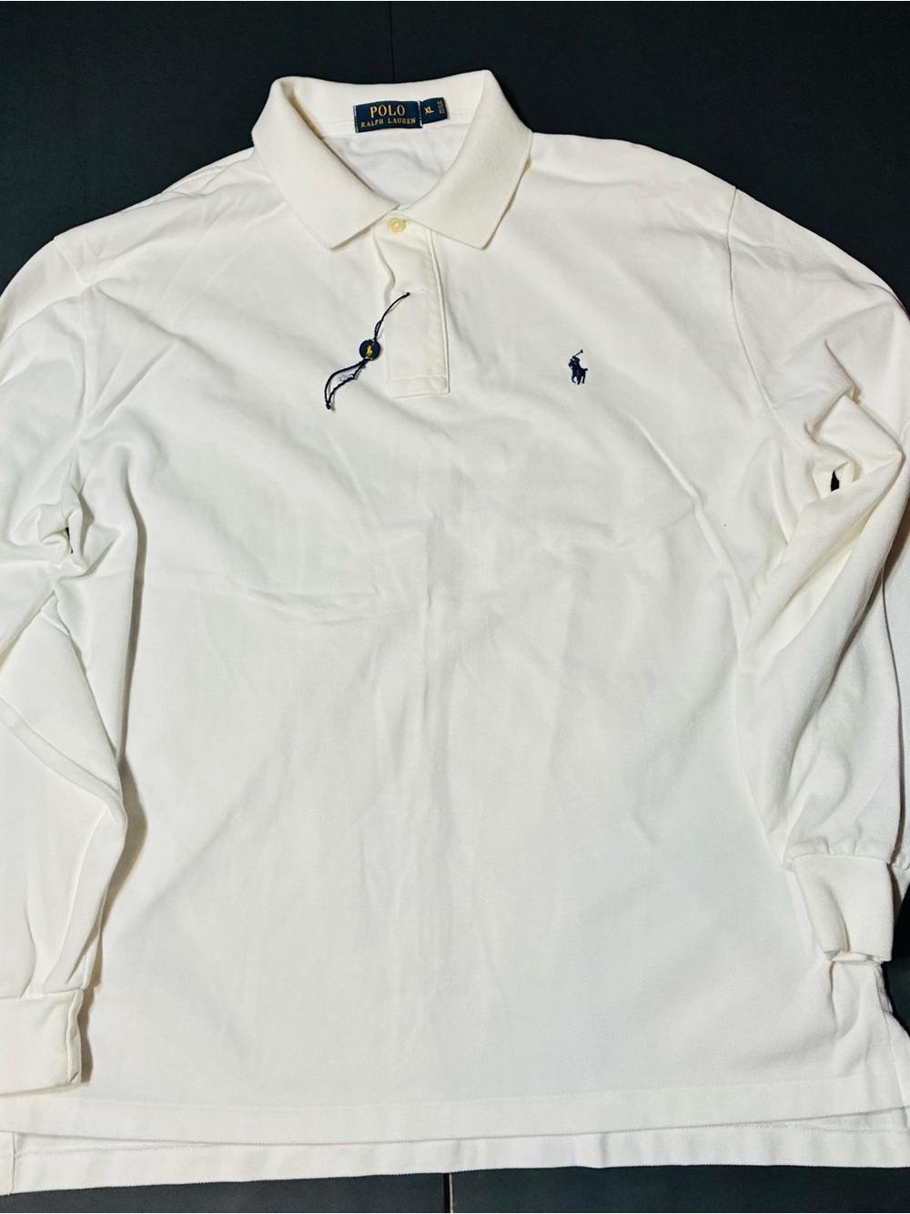 Polo by Ralph Lauren Men's Long-Sleeve Polo - White with Navy Pony